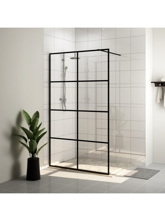 Walk-in suihkun seinäke kirkas ESG-lasi 100x195 cm musta