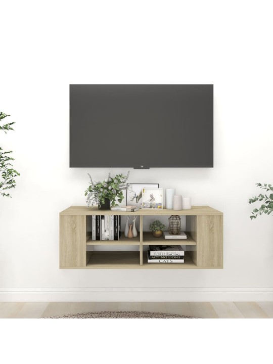 Seinäkiinnitettävä tv-taso sonoma 102x35x35 cm tekninen puu