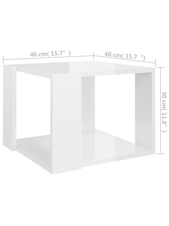 Sohvapöytä korkeakiilto valkoinen 40x40x30 cm tekninen puu