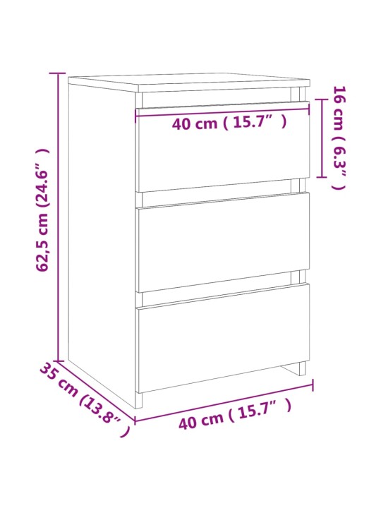 Yöpöydät 2 kpl Sonoma-tammi 40x35x62,5 cm lastulevy