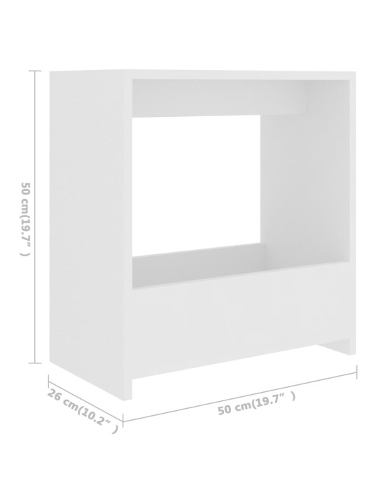 Sivupöytä valkoinen 50x26x50 cm lastulevy