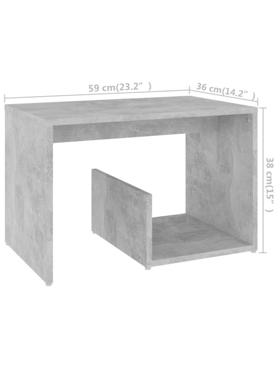 Sivupöytä betoninharmaa 59x36x38 cm lastulevy