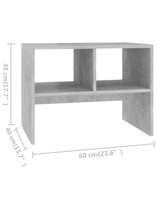 Sivupöytä betoninharmaa 60x40x45 cm lastulevy