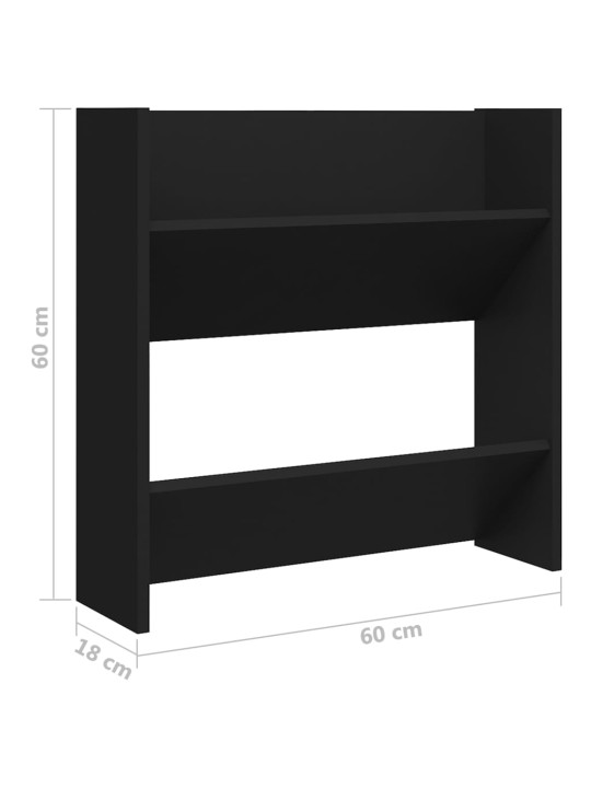 Seinäkenkäkaappi musta 60x18x60 cm lastulevy