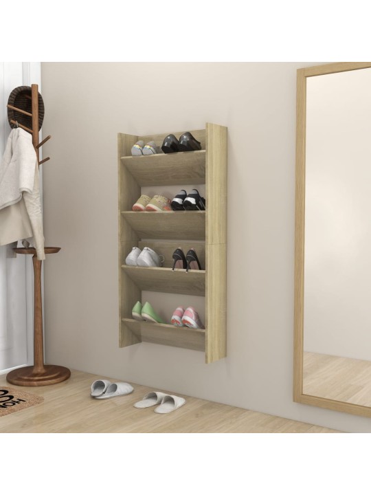 Seinäkenkäkaapit 2 kpl sonoma-tammi 60x18x60 cm lastulevy