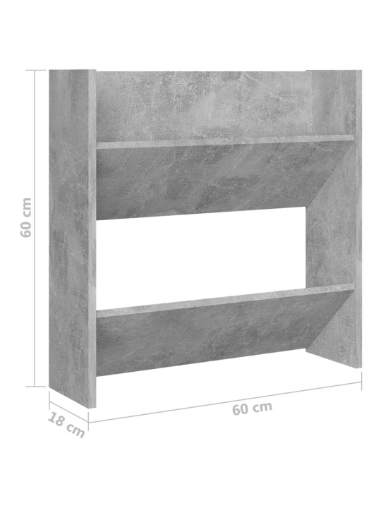 Seinäkenkäkaappi betoninharmaa 60x18x60 cm lastulevy
