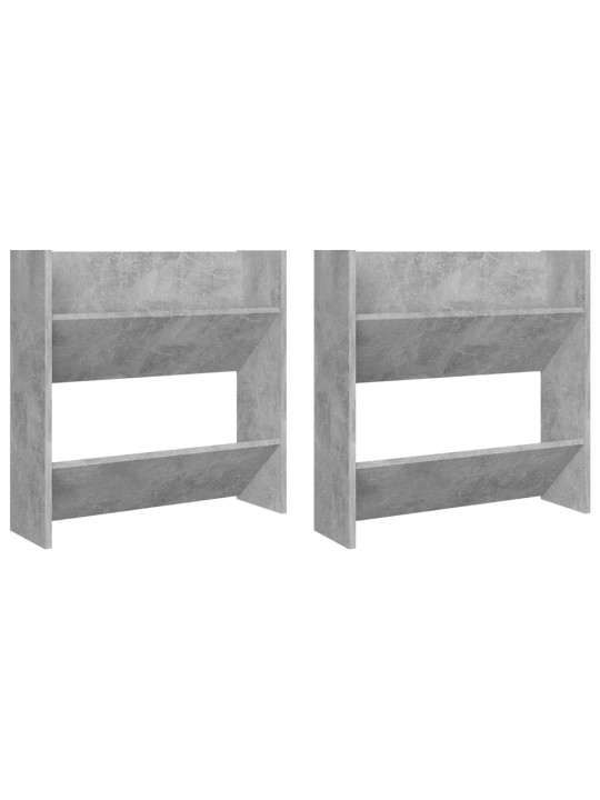 Seinäkenkäkaapit 2 kpl betoninharmaa 60x18x60 cm lastulevy
