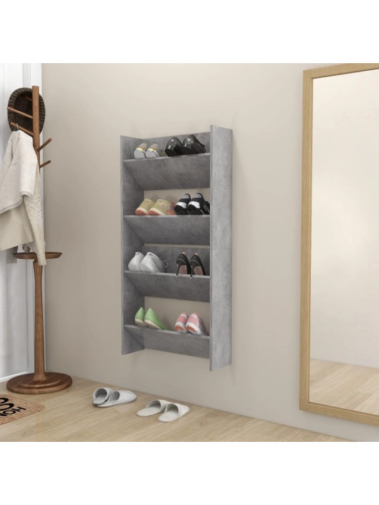 Seinäkenkäkaapit 2 kpl betoninharmaa 60x18x60 cm lastulevy