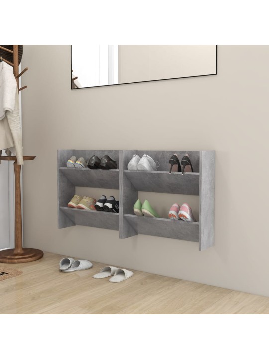Seinäkenkäkaapit 2 kpl betoninharmaa 60x18x60 cm lastulevy