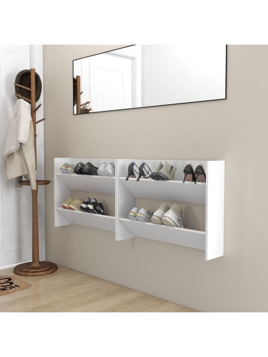 Seinäkenkäkaapit 2 kpl valkoinen 80x18x60 cm lastulevy