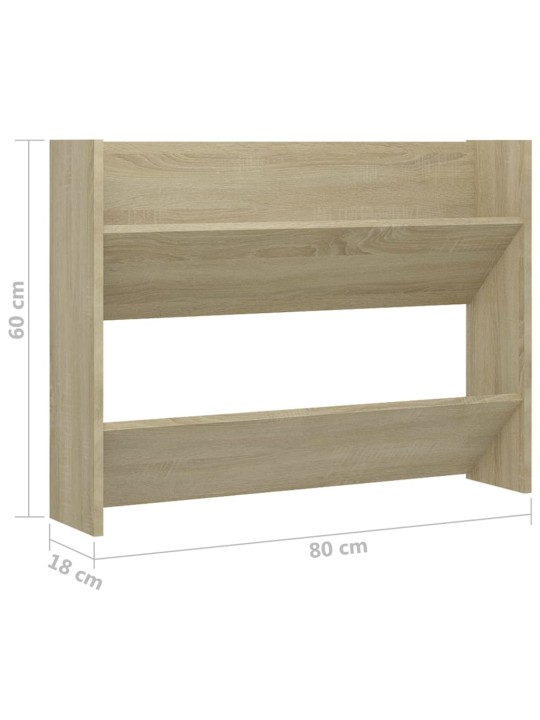 Seinäkenkäkaapit 2 kpl sonoma-tammi 80x18x60 cm lastulevy