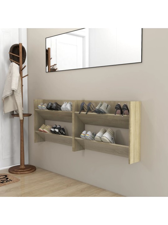 Seinäkenkäkaapit 2 kpl sonoma-tammi 80x18x60 cm lastulevy