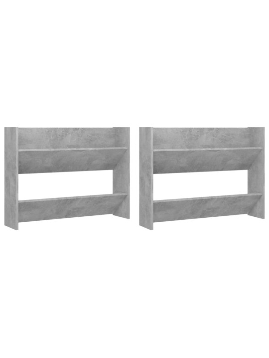 Seinäkenkäkaapit 2 kpl betoninharmaa 80x18x60 cm lastulevy