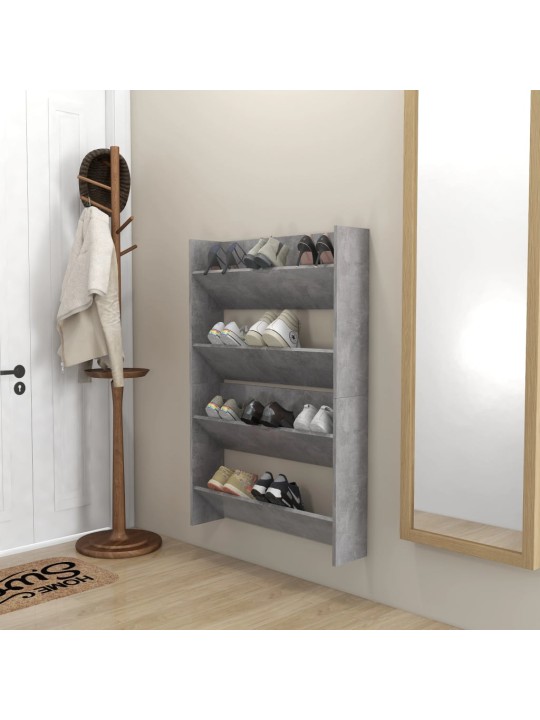 Seinäkenkäkaapit 2 kpl betoninharmaa 80x18x60 cm lastulevy