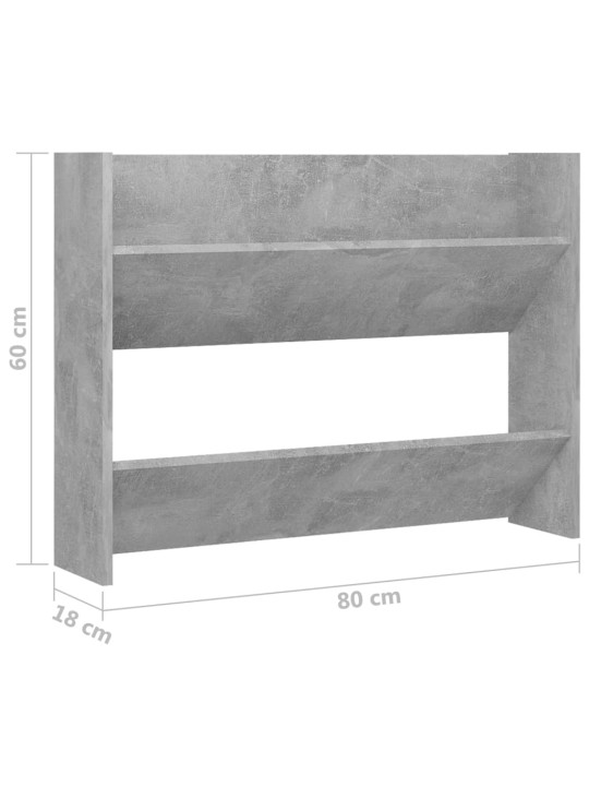 Seinäkenkäkaapit 2 kpl betoninharmaa 80x18x60 cm lastulevy