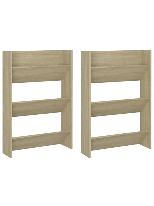Seinäkenkäkaapit 2 kpl sonoma-tammi 60x18x90 cm lastulevy