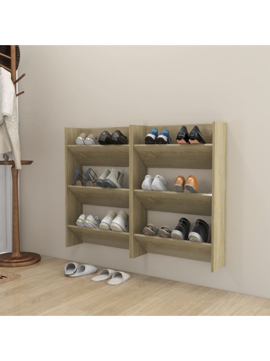 Seinäkenkäkaapit 2 kpl sonoma-tammi 60x18x90 cm lastulevy