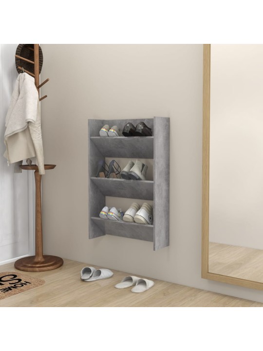 Seinäkenkäkaappi betoninharmaa 60x18x90 cm lastulevy