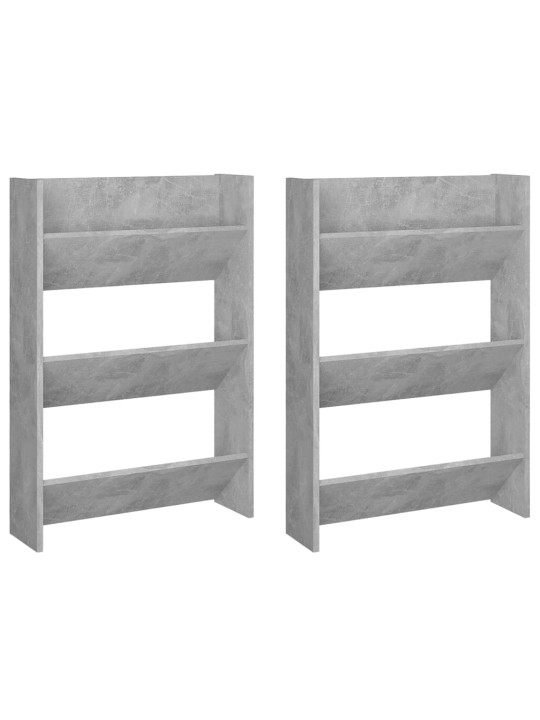 Seinäkenkäkaapit 2 kpl betoninharmaa 60x18x90 cm lastulevy