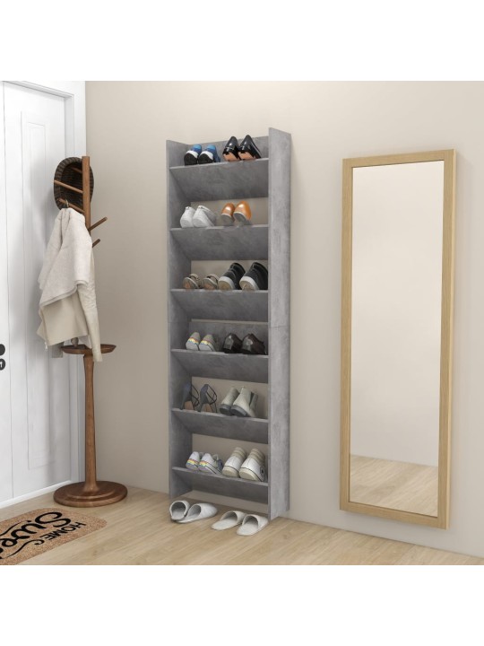 Seinäkenkäkaapit 2 kpl betoninharmaa 60x18x90 cm lastulevy