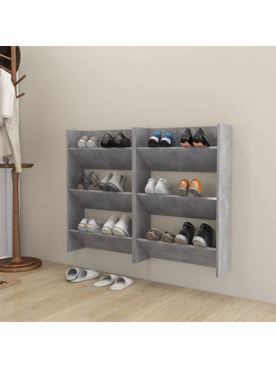 Seinäkenkäkaapit 2 kpl betoninharmaa 60x18x90 cm lastulevy