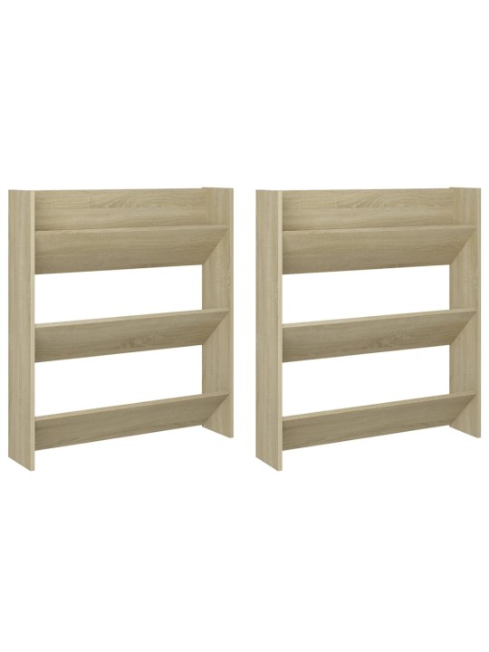 Seinäkenkäkaapit 2 kpl sonoma-tammi 80x18x90 cm lastulevy