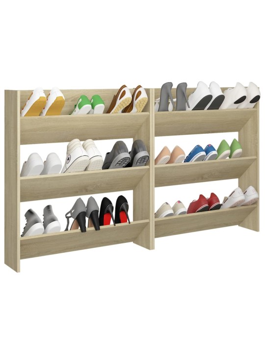 Seinäkenkäkaapit 2 kpl sonoma-tammi 80x18x90 cm lastulevy