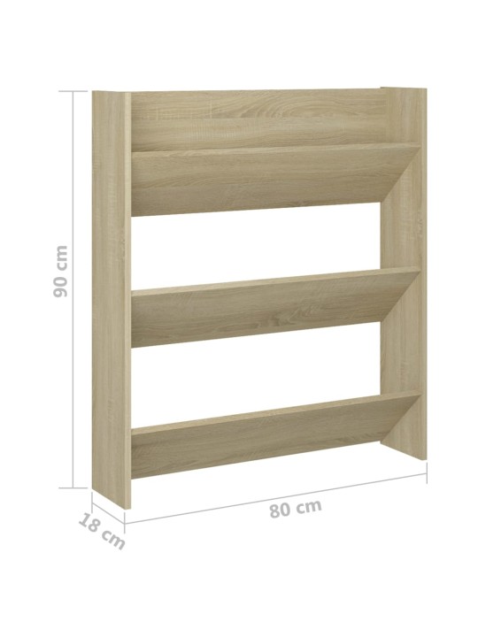Seinäkenkäkaapit 2 kpl sonoma-tammi 80x18x90 cm lastulevy