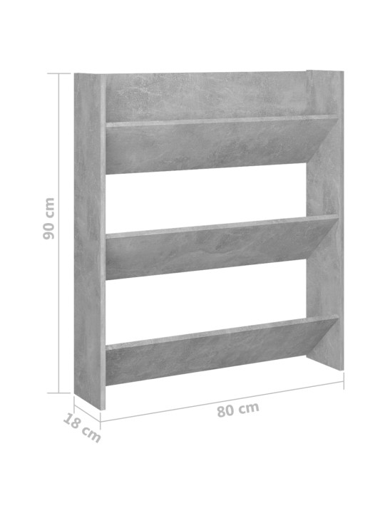 Seinäkenkäkaappi betoninharmaa 80x18x90 cm lastulevy
