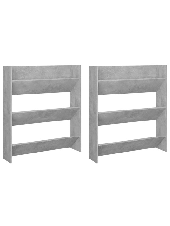 Seinäkenkäkaapit 2 kpl betoninharmaa 80x18x90 cm lastulevy