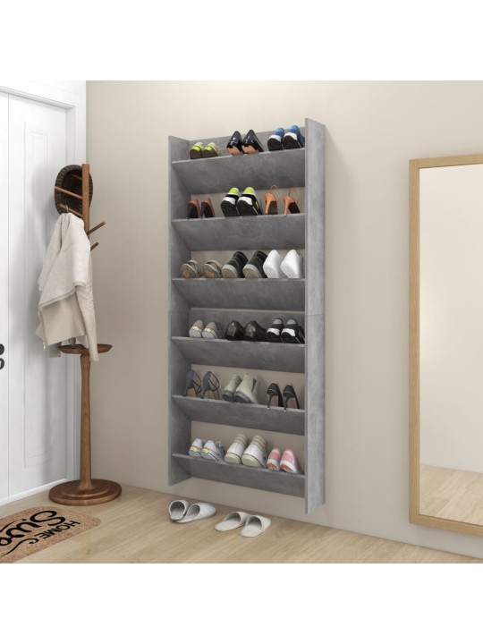 Seinäkenkäkaapit 2 kpl betoninharmaa 80x18x90 cm lastulevy
