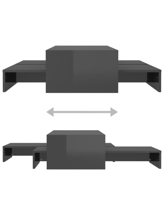 Sohvapöytäsarja korkeakiilto harmaa 100x100x26,5 cm