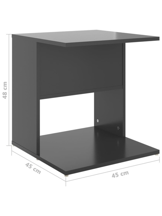 Sivupöytä korkeakiilto harmaa 45x45x48 cm lastulevy