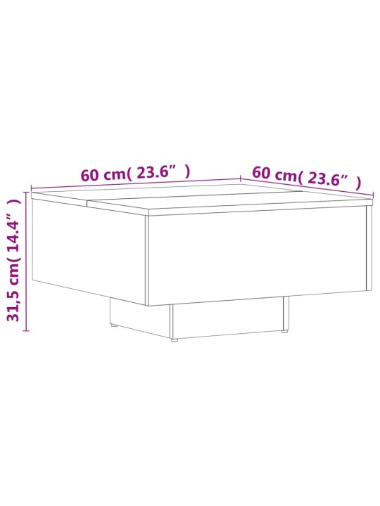 Sohvapöytä musta 60x60x31,5 cm teknisestä puusta