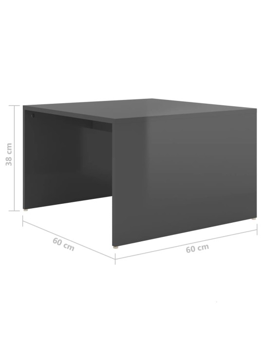 3-osainen sohvapöytäsarja korkeakiilto harmaa 60x60x38 cm