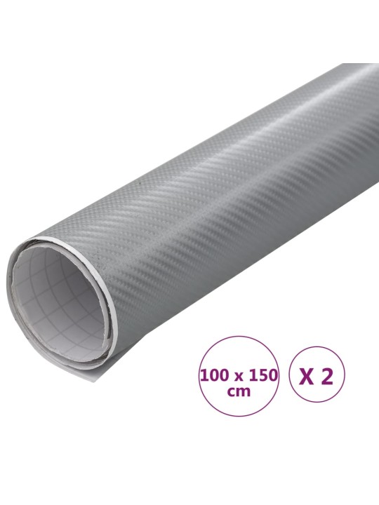 Auton päällystekalvot 2 kpl 4d hopea 100x150 cm