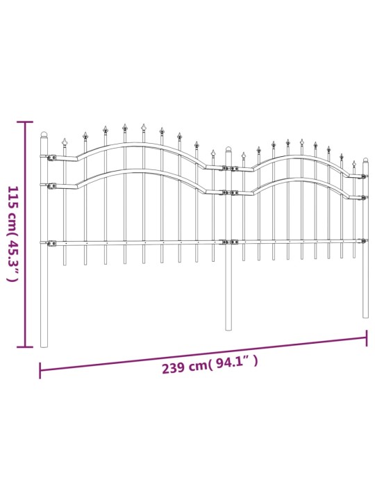 Puutarha-aita keihäskärjillä musta 115 cm jauhemaalattu teräs