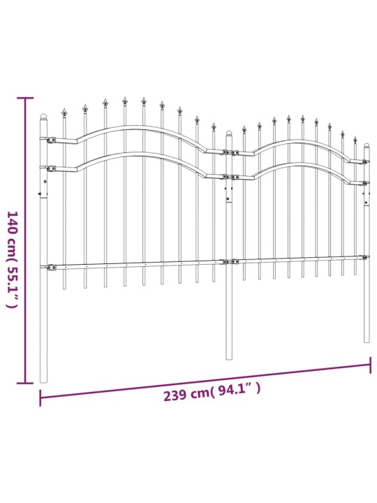 Puutarha-aita keihäskärjillä musta 140 cm jauhemaalattu teräs