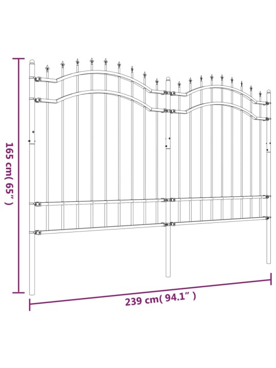 Puutarha-aita keihäskärjillä musta 165 cm jauhemaalattu teräs