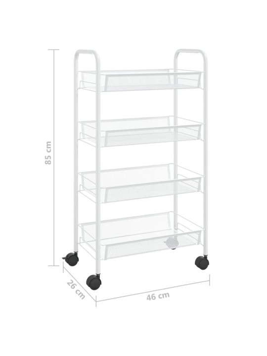 4-kerroksinen keittiövaunu valkoinen 46x26x85 cm rauta
