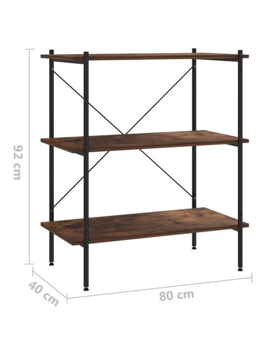 3-kerroksinen Hyllykkö musta ja tumma puu 80x40x92 cm