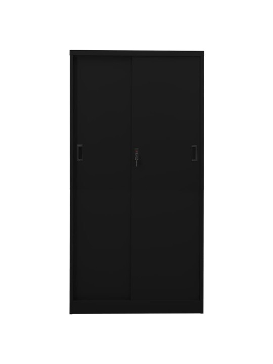 Toimistokaappi liukuovella musta 90x40x180 cm teräs