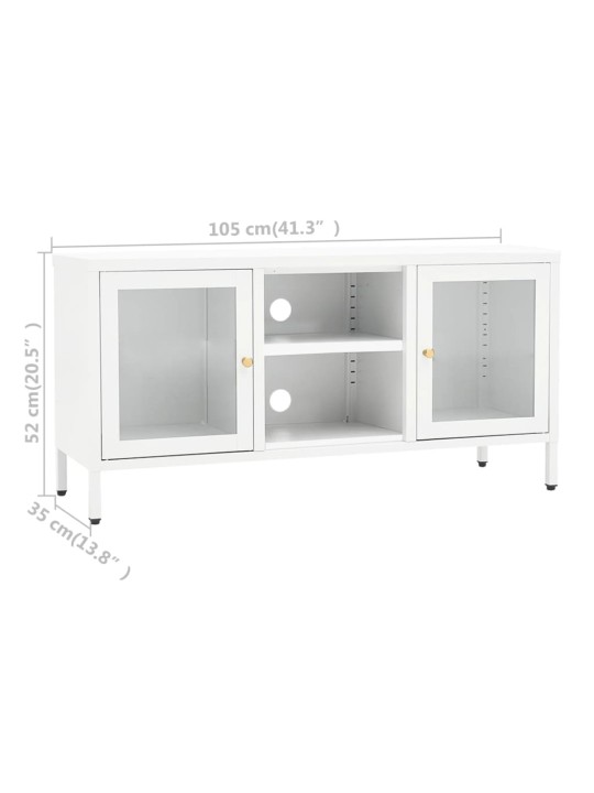 TV-taso valkoinen 105x35x52 cm teräs ja lasi