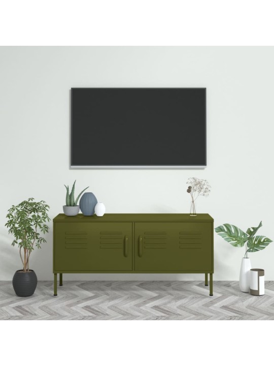 TV-taso oliivinvihreä 105x35x50 cm teräs