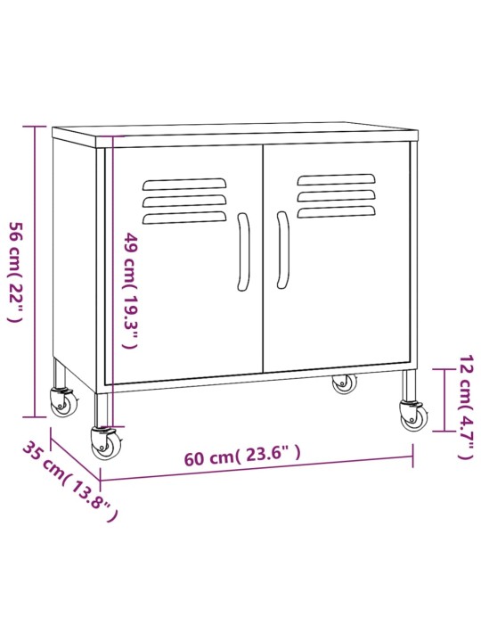 Varastokaappi pinkki 60x35x56 cm teräs