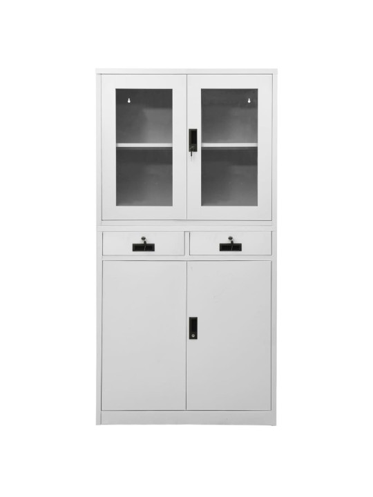 Toimistokaappi vaaleanharmaa 90x40x180 cm teräs/karkaistu lasi
