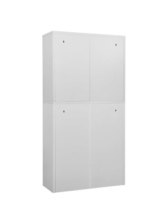 Toimistokaappi vaaleanharmaa 90x40x180 cm teräs/karkaistu lasi