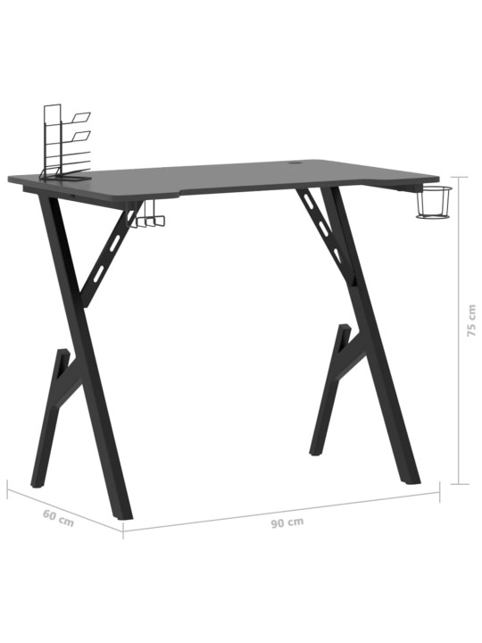Pelipöytä Y-muotoisilla jaloilla musta 90x60x75 cm