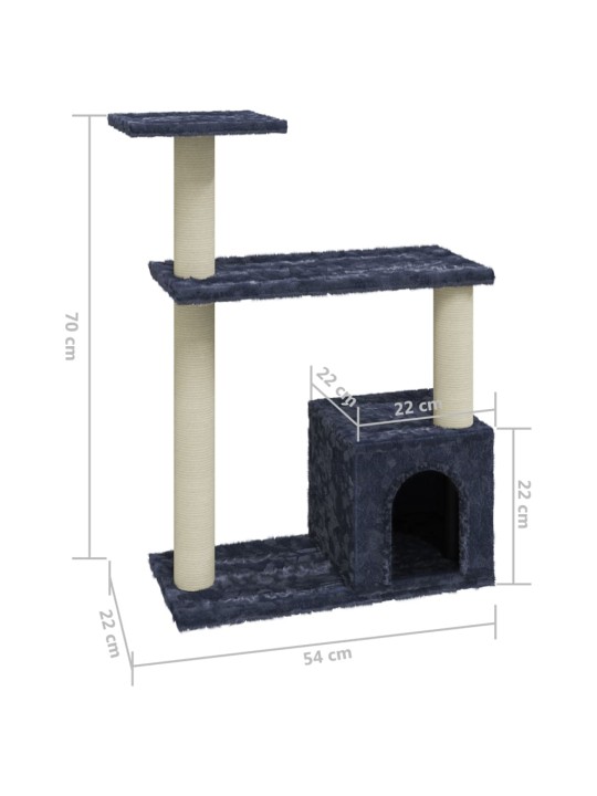 Kissan kiipeilypuu sisal- raapimispylväillä tummanharmaa 70 cm