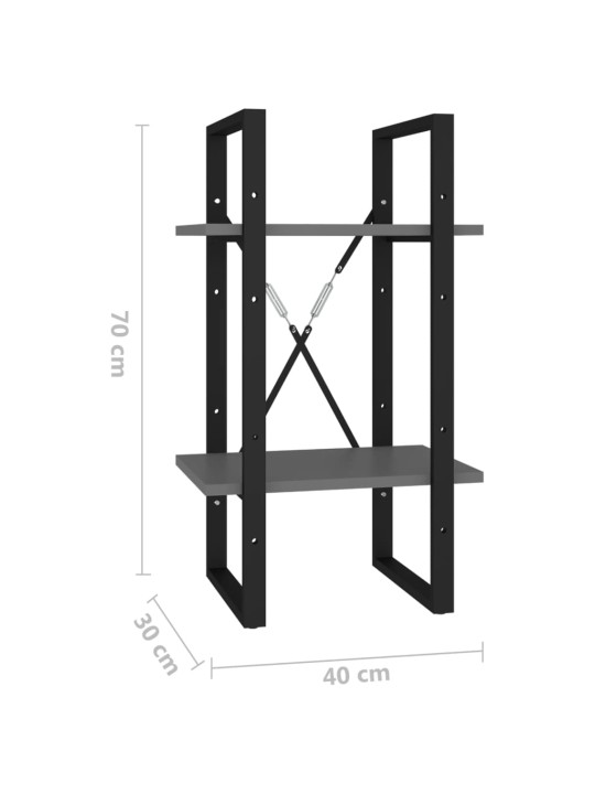 2-tasoinen kirjahylly harmaa 40x30x70 cm lastulevy